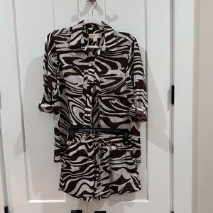 Michael Kors brown zebra short set.